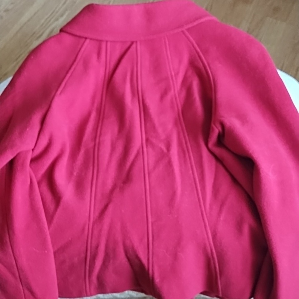 Bright Red Button-Front Wool Coat - Picture 4 of 7